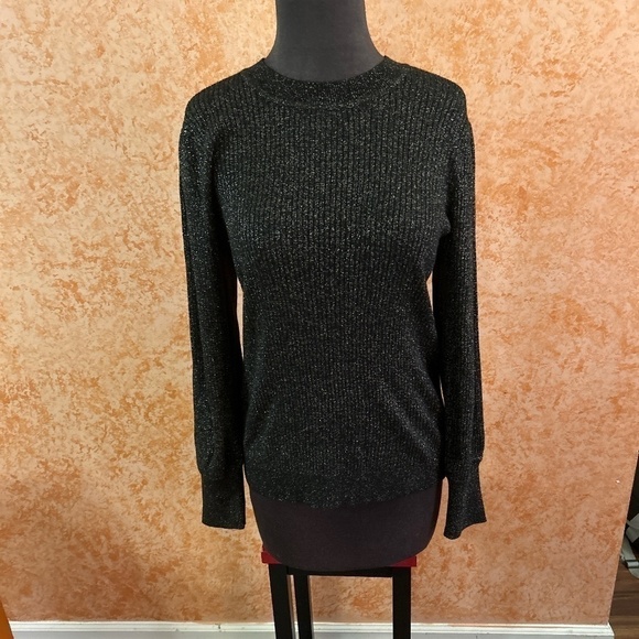 LOFT Black Pullover Sweater Glitter  size Large - Picture 1 of 7